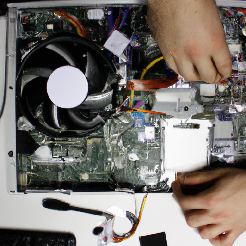 Person fixing computer operating system
